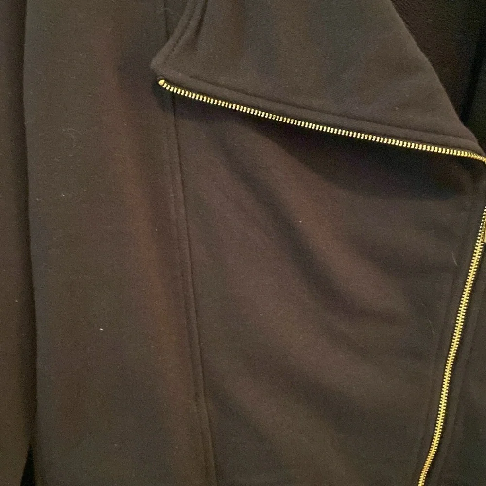 Iman Global Chic Soft French Terry Long Sleeve Moto Jacket Black Size Sm…